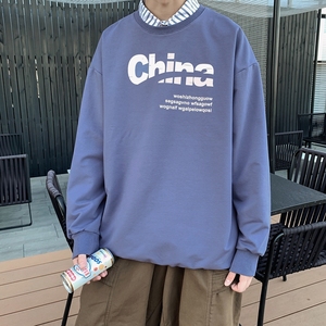 8551-P35秋季外穿圆领卫衣男ins韩版潮流休闲宽松港风潮牌图片