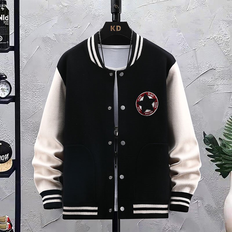 71925-P75秋季男装棒球服百搭潮流宽松棒球服夹克外套男图片