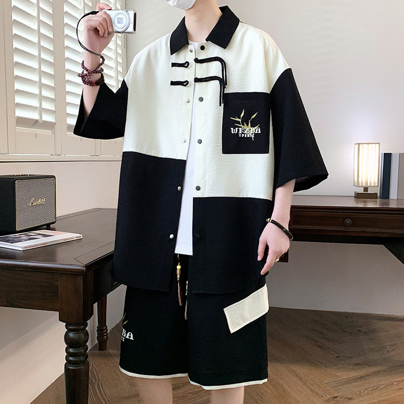 TZ24322-特P60风夏季潮短袖衬衣休闲短裤运动套装潮,男装休闲套装,电商D310B