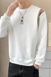 83289-P45撞色拼接男士休闲卫衣2023春秋季新款长袖t恤男装圆领图片