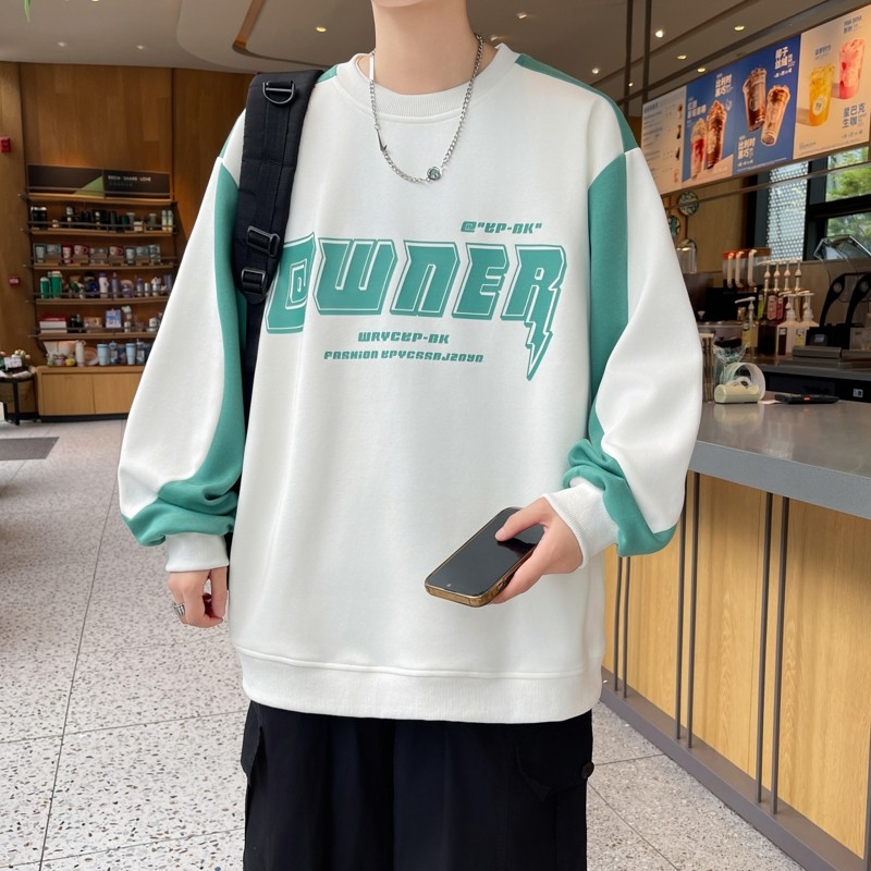W24213-特P40秋季休闲卫衣男长袖T恤打底衫港风宽松外套,男装卫衣,电商D310B