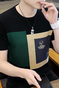 7316-P50短袖毛衣男2024春秋男装休闲针织半袖圆领百搭图片