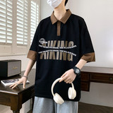 84065-P40衫短袖男女夏季休闲港风ins潮牌翻领半袖t恤，男装T恤，电商D310B