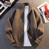 84881-P75拉链开衫毛衣外套男秋冬季潮流宽松慵懒男装立领夹克，男装针织衫/毛衣，电商D310B