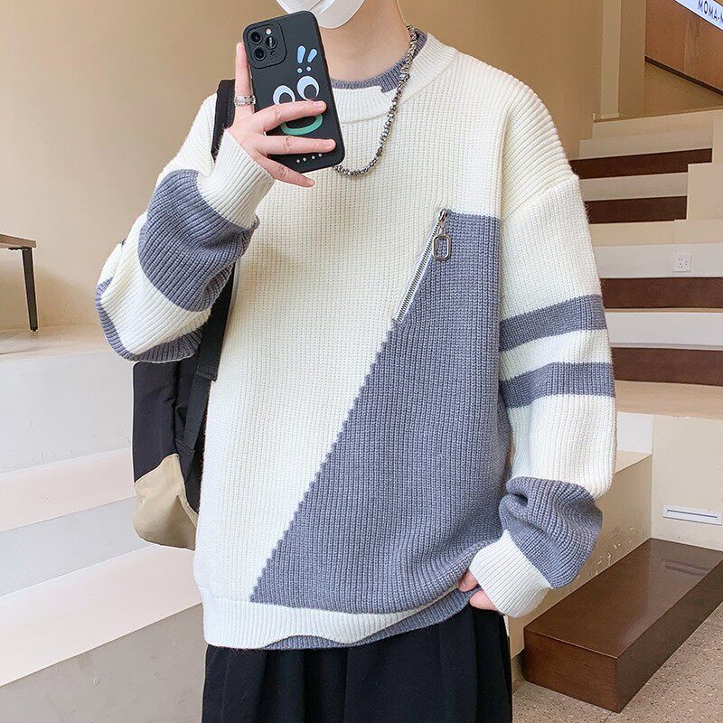 84533-P55秋冬休闲圆领毛衣男针织打底衫图片