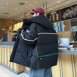 79009-特P258羽绒服男2024冬季新款韩版宽松潮流情侣连帽外套图片
