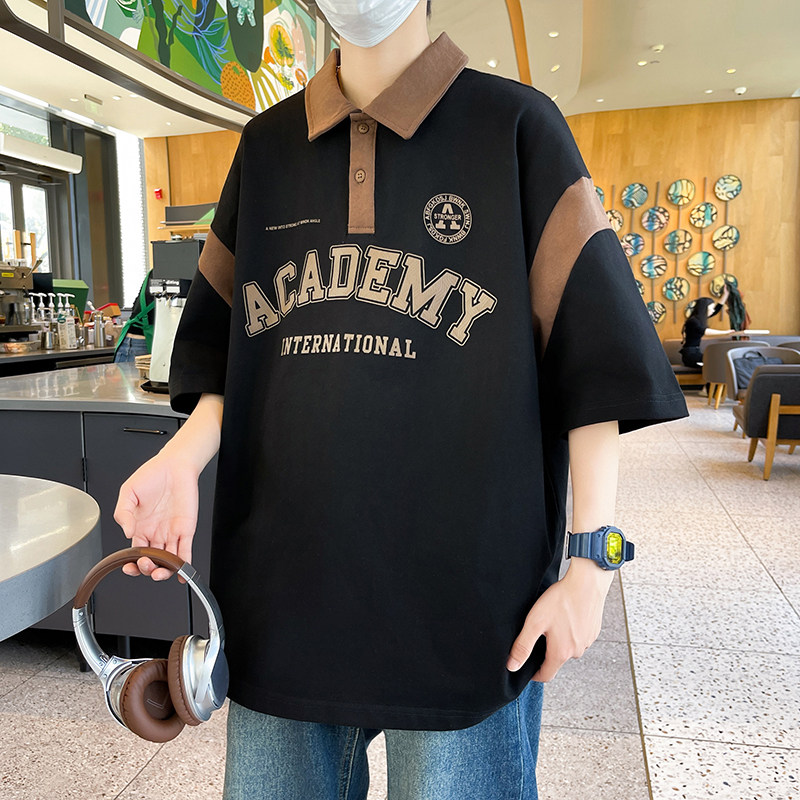 84068-P40polo衫短袖男夏季潮牌潮流半袖翻领t恤男宽松青少年,男装T恤,电商D310B