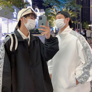 J美式潮牌外套男春季ins港风拼接棒球服夹克宽松潮流大码