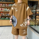 24350-特P50新中式套装男潮短袖T恤搭配一套青少年短裤两件套，男装休闲套装，电商D310B