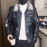 PY119-P180修身皮衣外套男新款男士皮衣外套飞行服夹克加绒保暖，男装皮衣，电商D310B