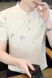 84105-P35春秋新款短袖T恤男休闲打底衫男士修身衫商务休闲图片