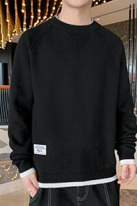 79389春秋季潮流圆领毛衣男士宽松加厚冬装打底针织衫线,毛衣的搭配鞋图图片