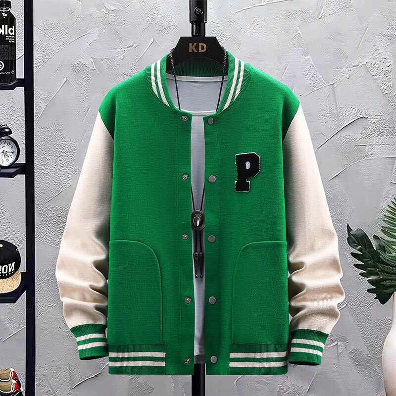 71921-P75棒球服夹克男秋季新款美式复古植绒外套潮牌宽松慵懒风图片