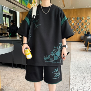 24350-特P50新中式套装男潮短袖T恤搭配一套青少年短裤两件套图片