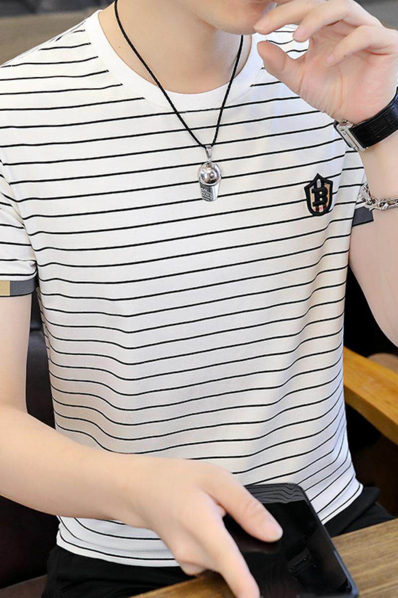 73307-P35条纹短袖t恤男士潮牌夏季男装上衣服宽松体恤潮流男装,男装Polo衫,电商D310B