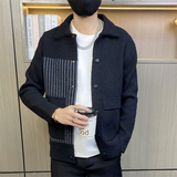 M3835-P90秋冬新款男士开衫加厚轻商务翻领单排纽扣针织开衫外套，男装针织衫/毛衣，电商D310B