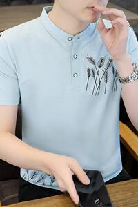 84110-P35春秋新款短袖T恤男休闲打底衫男士修身衫商务休闲图片