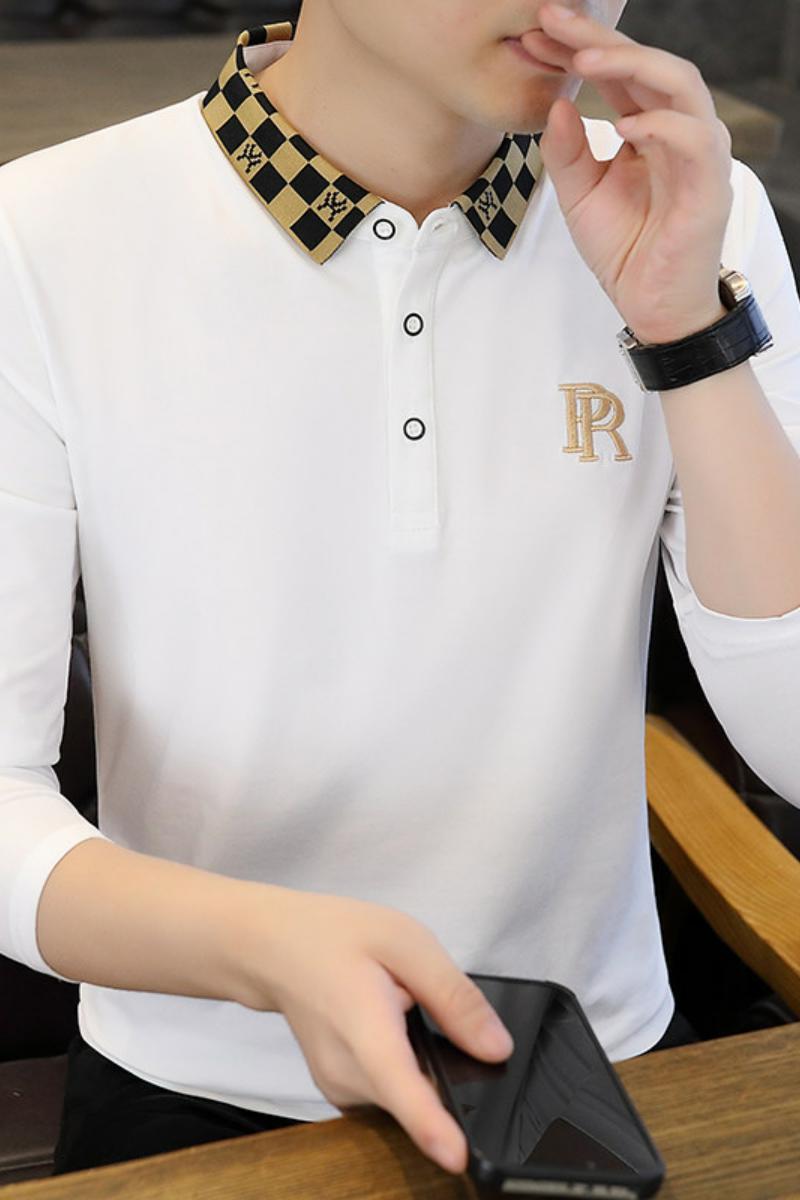 84095-P38夏季翻领T恤男宽松长袖衫,男装T恤,电商D310B