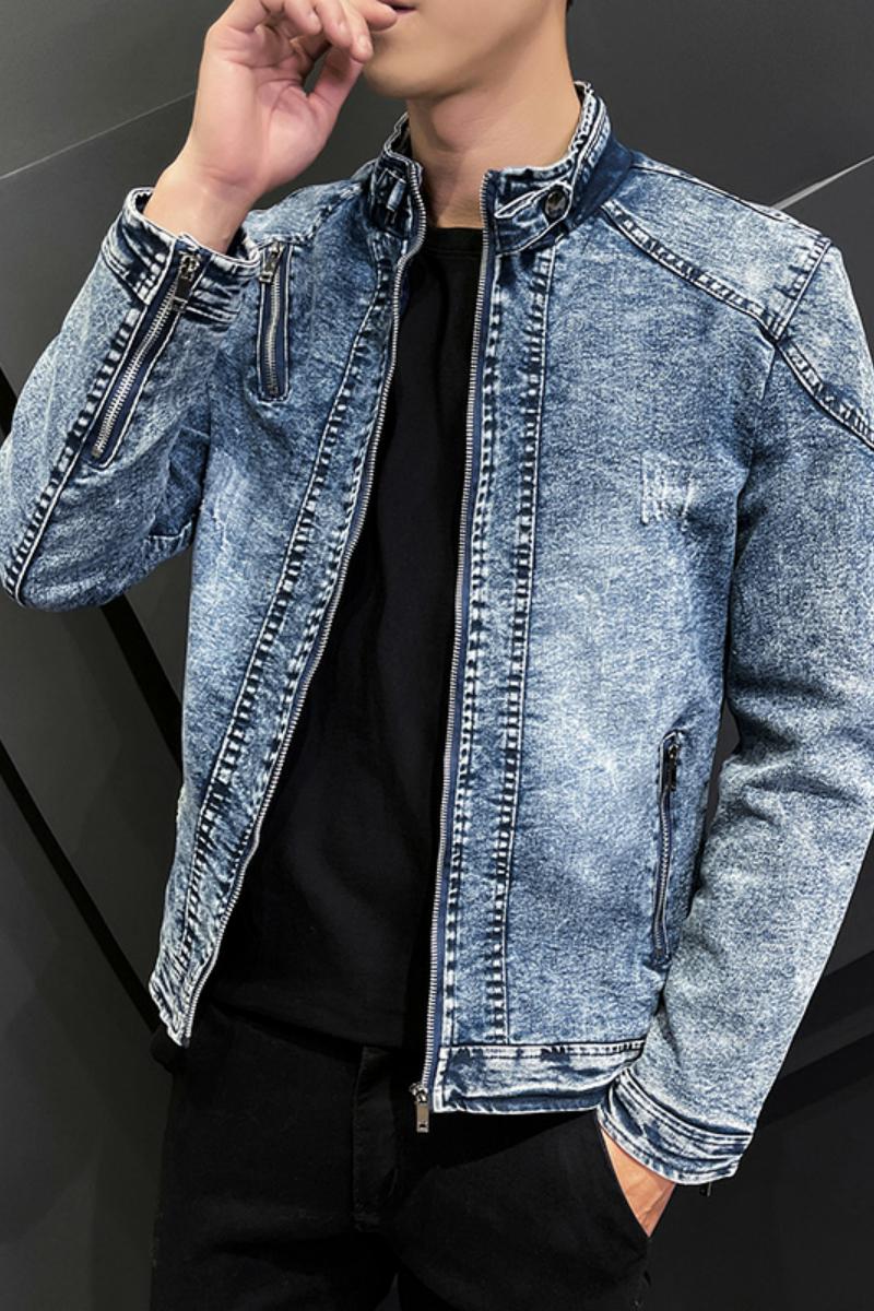 JK1823-P100牛仔外套男春秋款复古水洗做旧夹克潮牌美式高级感,男装夹克,电商D310B
