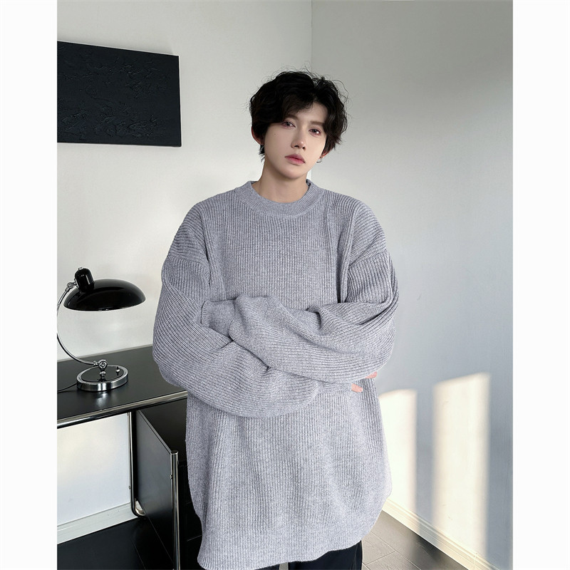 现货M869-特P50灰色毛衣男秋冬款宽松慵懒风内搭打底针织衫,男装针织衫/毛衣,电商D310B