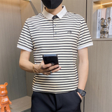 PL042-特P40男士短袖T恤夏季薄款商务潮流帅气带翻领条纹Polo衫，男装Polo衫，电商D310B
