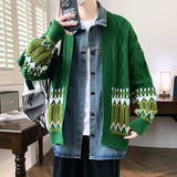84875-特P80秋冬新款针织开衫毛衣男外套牛仔拼接假两件外套，男装针织衫/毛衣，电商D310B