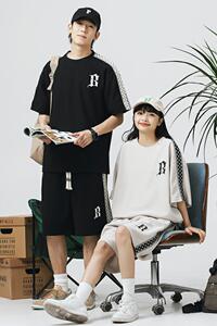 TZ321-P70运动短袖套装男夏季搭配帅气青少年潮牌两件套情侣装图片