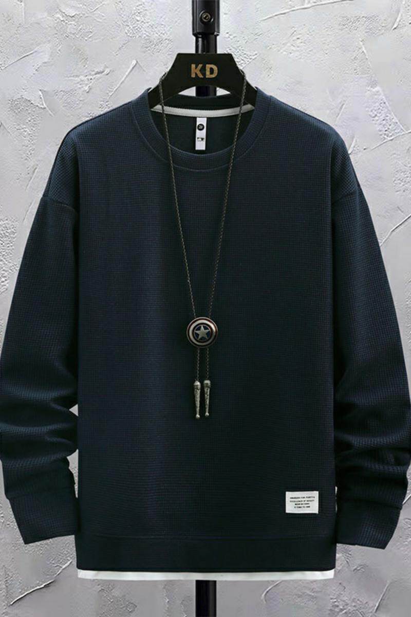 73811-P35长袖t恤男士春秋季2023新款潮牌宽松卫衣男装纯色体恤,男装卫衣,电商D310（原电商305）