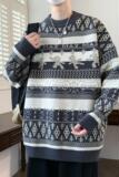 76207-P58秋冬新款休闲毛衣男长袖针织衫港风宽松毛衣打底衫，男装针织衫/毛衣，电商D310B