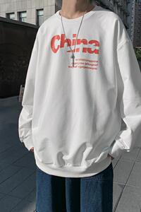 8551-P35秋季外穿圆领卫衣男ins韩版潮流休闲宽松港风潮牌图片
