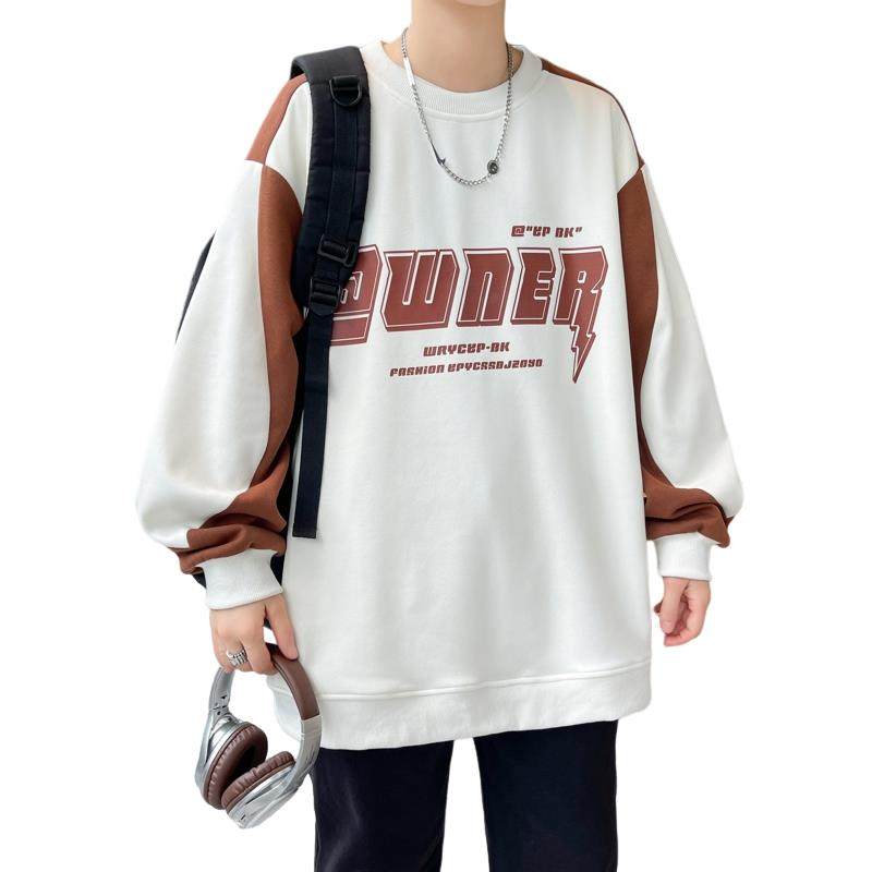 W24213-特P40秋季休闲卫衣男长袖T恤打底衫港风宽松外套,男装卫衣,电商D310B