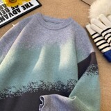 M8305-特P55圆领毛衣男秋冬款渐变色针织衫男生加厚毛线衣外套，男装针织衫/毛衣，电商D310B