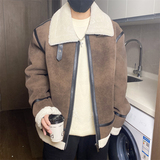 68802-P208冬装羊羔毛港风棉衣皮毛一体港风宽松大码夹克男外套，男装夹克，电商D310B