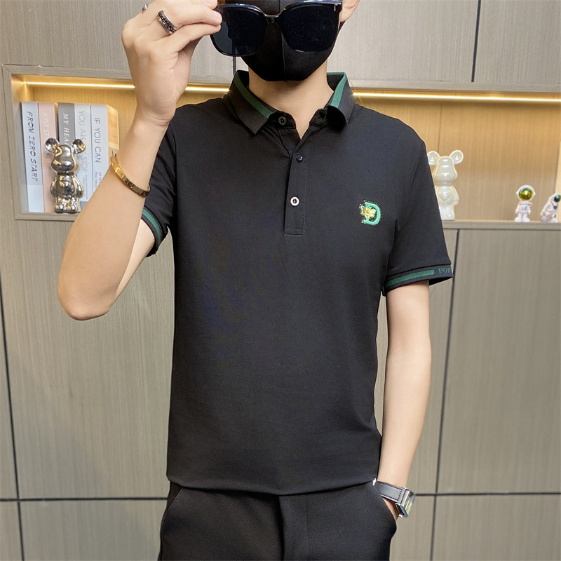 PL036-P40夏季男士有带领短袖T恤带领子男装宽松翻领刺绣polo衫,男装Polo衫,电商D310B