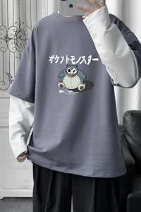 中性风8567男生长袖t恤夏季薄款宽松休闲百搭卫衣港风高街潮图片
