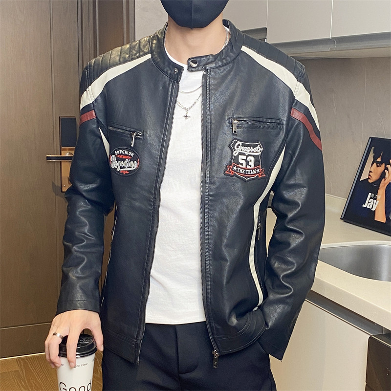 JK336-P100美式男士皮夹克外套立领修身机车潮流皮衣男,男装夹克,电商D310B