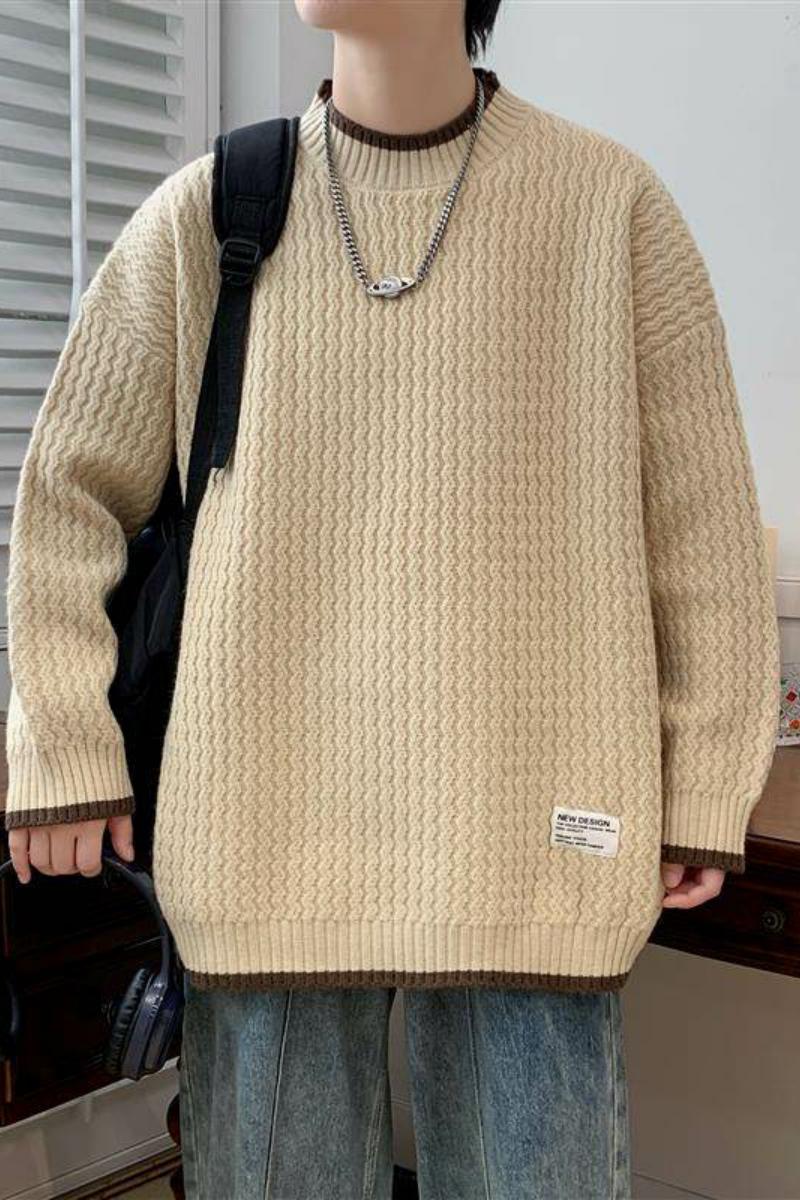 78570-P45秋冬新款休闲毛衣男长袖针织衫港风宽松毛衣打底衫,男装针织衫/毛衣,电商D310B