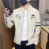 JK332-P100机车皮衣男帅气韩版潮流飞行员皮夹克春秋立领外套，男装夹克，电商D310B