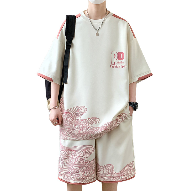 TZ24356-特P50短袖短裤套装男青少年夏季冰丝t恤男装学生一套,男装T恤,电商D310B