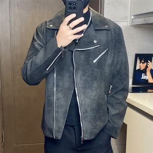 JK898-P100男士皮衣外套韩版潮流修身机车服加绒夹克男装上衣服