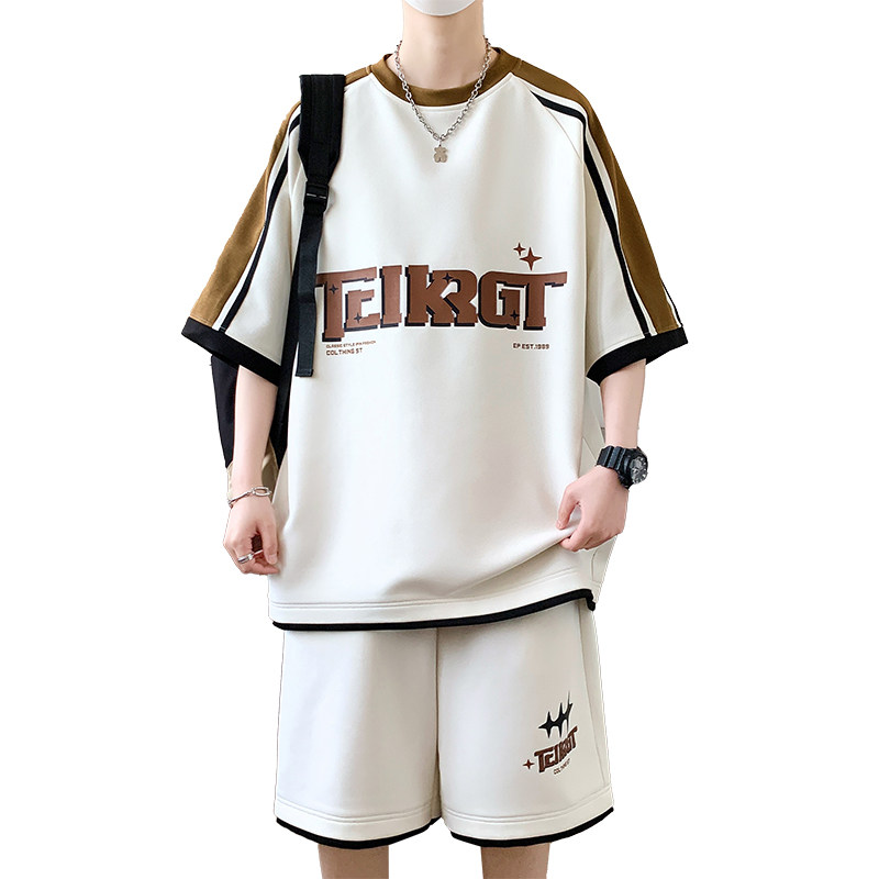 TZ24358-特P50夏季运动服套装男生潮牌青少年短袖短裤学生,男装T恤,电商D310B