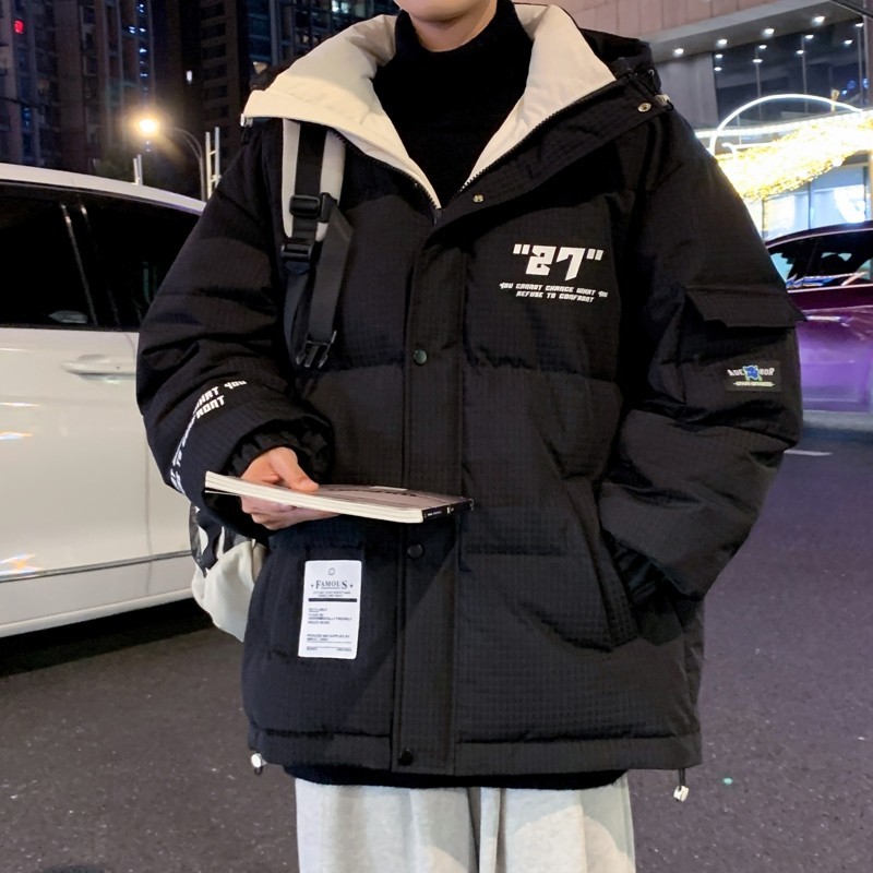 79002-P235新款冬季羊羔绒羽绒服男士双面穿宽松保暖情侣外套，男装羽绒服，电商D310B