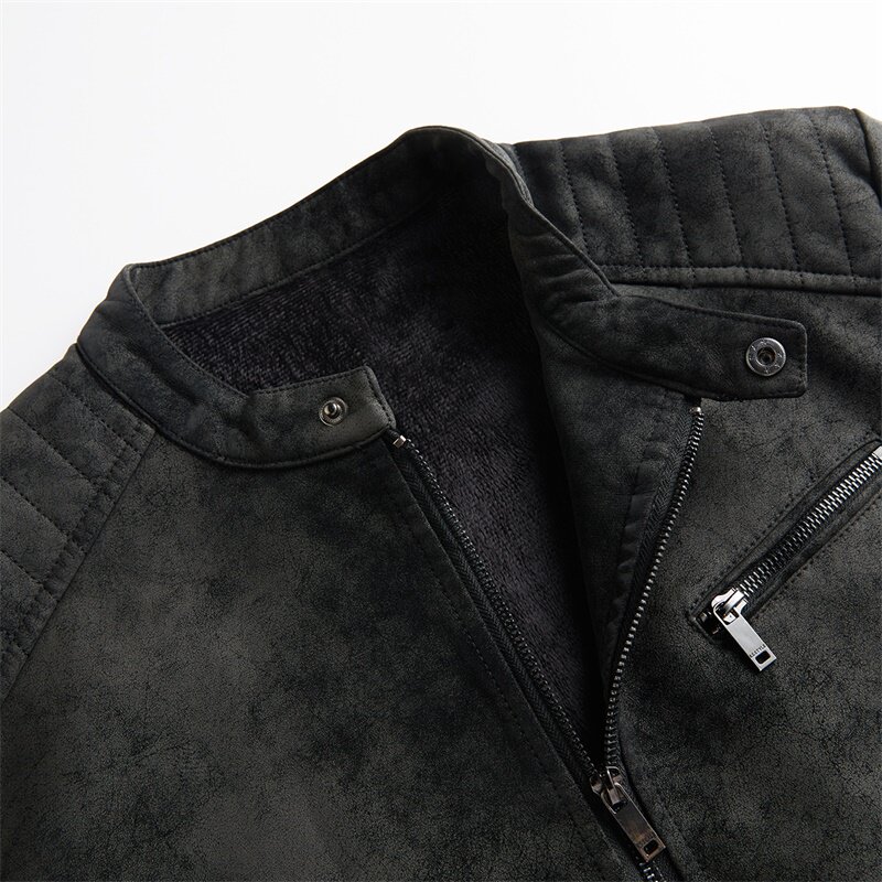 JK893-P100男士加绒皮衣韩版修身帅气机车服立领pu皮夹克外套潮,男装皮衣,电商D310B