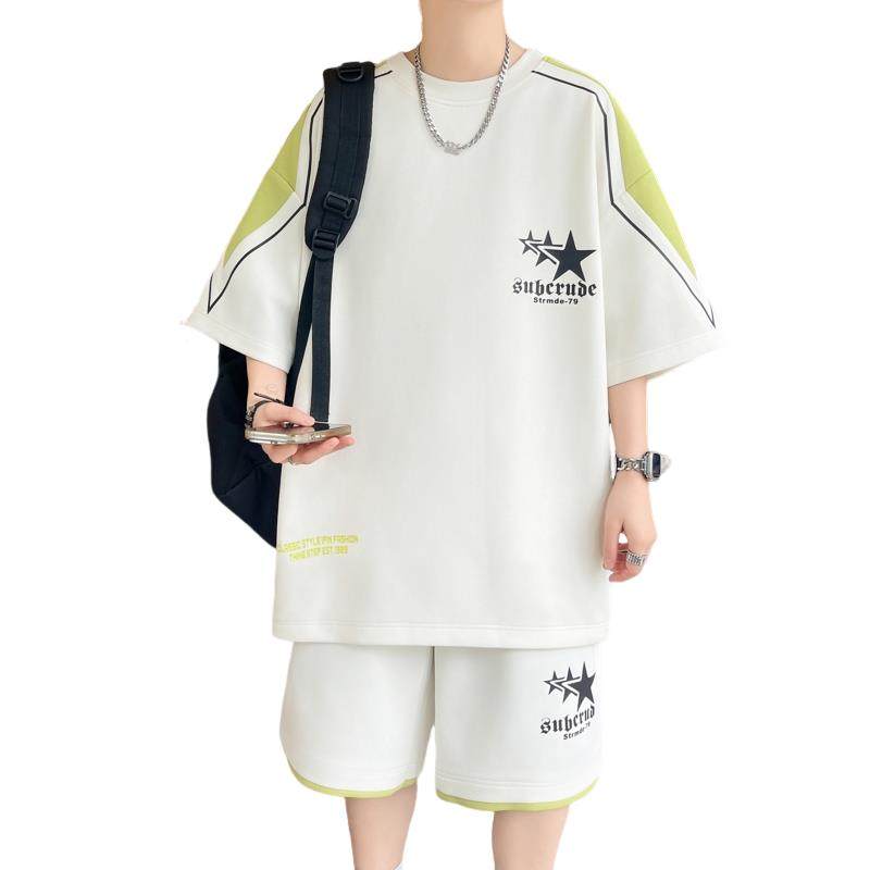 84355-特P50休闲运动套装夏季星星潮流套装学生潮牌短袖两件套,男装休闲套装,电商D310B