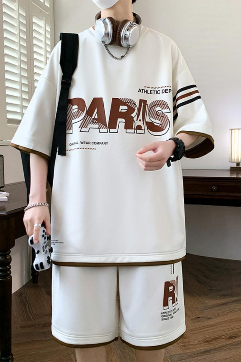 TZ24359-特P50套装男夏季青少年短袖短裤搭配一套休闲运动两件套,男装T恤,电商D310B