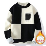 83930加绒-P65男士加绒毛衣潮流宽松加厚保暖打底线衣服针织衫男，男装针织衫/毛衣，电商D310B