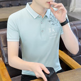 72809-P35纯棉衫男短袖2024夏季印花翻领T恤薄轻商务休闲，男装T恤，电商D310B