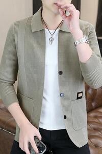 83895-P70简约痞帅纯色开衫毛衣男士潮流修身百搭针织衫外套图片