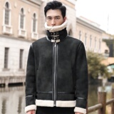 68802-P208羊羔毛外套秋冬季加厚男夹克皮毛一体机车棉服棉衣，男装皮衣，电商D310B