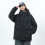 79010-特P268潮牌青少年男女羽绒服宽松冬季男情侣装连帽面包服，男装羽绒服，电商D310B
